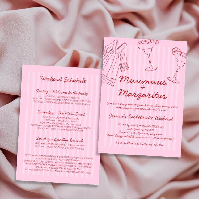 Invitation Muumuus & Margaritas Pink & Red Bachelorette (Muumuus & Margaritas Pink & Red Bachelorette Invitation)