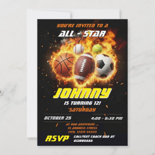 Invitation MVP de la fête d'anniversaire de sport All Star pe