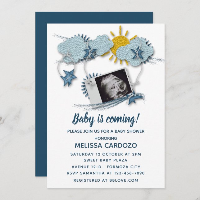 Invitation My Baby Ultrasound - Baby shower adorable (Devant / Derrière)