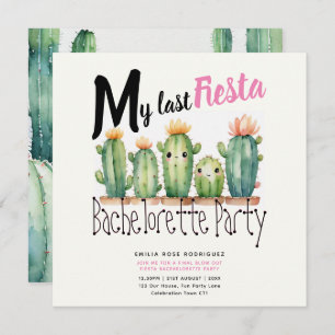 Invitation My Dernier Fiesta Bachelorette Party Cactus thème