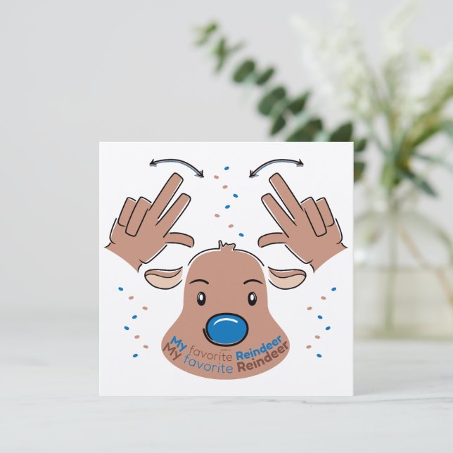 Invitation My favorite Reindeer in Sign Language (Debout devant)