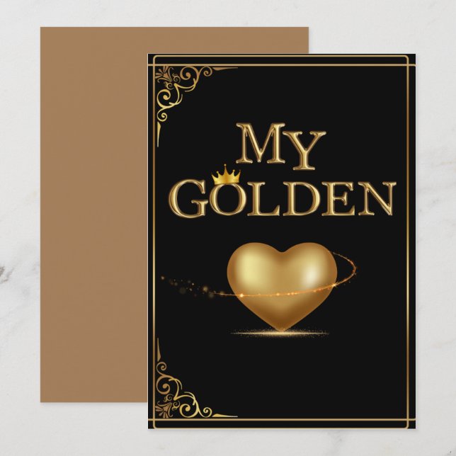 Invitation My Golden Heart Valentine's Day Card Design (Devant / Derrière)