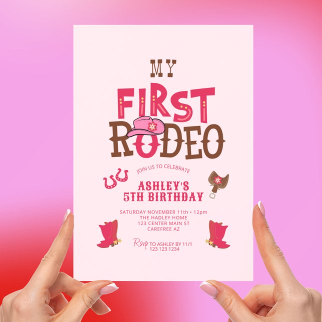 Invitation My Rodeo Cowgirl Pink 5e anniversaire (Créateur téléchargé)