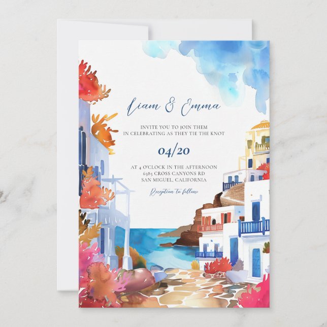 Invitation Mykonos Mariage Inviter Mariage grec Destination (Devant)