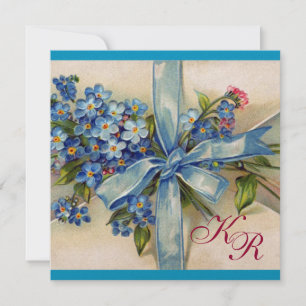 Invitation MYOSOTIS MONOGRAMME, CORTÈGE DE MARIAGE Bleu Blanc