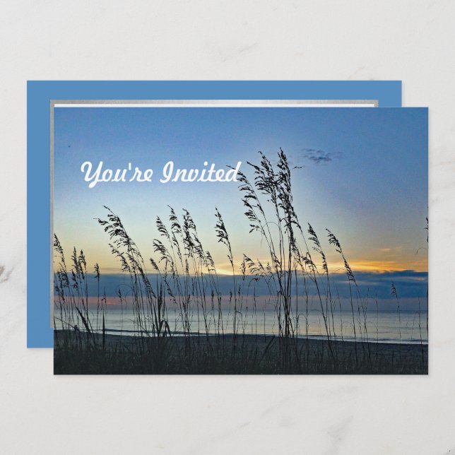 Invitation Myrtle Beach Grass Sunrise Photo Anniversaire (Devant / Derrière)
