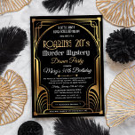 Invitation Mystère du meurtre des années 20 (Foil aussi dispo<br><div class="desc">Murder Mystery Party Anniversaire Années folles Années 20 ans Art Déco Black Party Invitation Crime scène Bande Meurtre Mystère Party Invitation Mystère dîner Faire-part de mariage années 1920 Black and gold Art nouveau mariage Invitation</div>