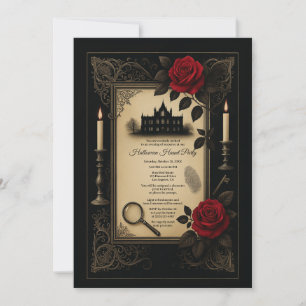 Invitation Mystérieuse soirée au manoir de la rose rouge goth