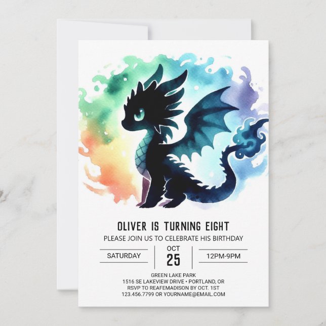 Invitation Mystérieux Dragon Anniversaire Personnalisé (Devant)
