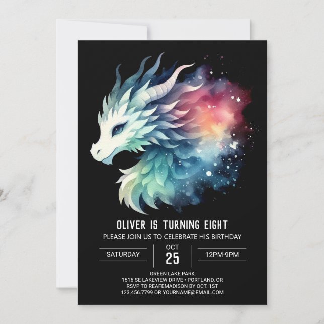 Invitation Mystérieux dragon féroce anniversaire (Devant)