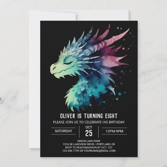 Invitation Mystérieux puissant dragon Anniversaire (Devant)