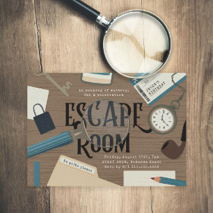 Invitation Mystery Escape Room Blue Anniversaire
