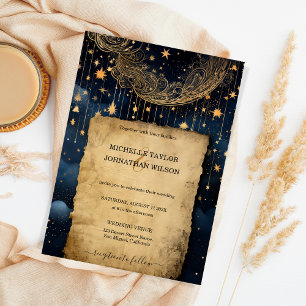 Invitation Mystic Celestin Midnight Blue Gold Stars Lune