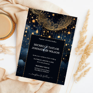 Invitation Mystic Celestin Midnight Blue Gold Stars Lune
