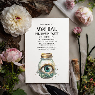 Invitation Mystic Eye Fortune Éffrayant Mint Halloween Party