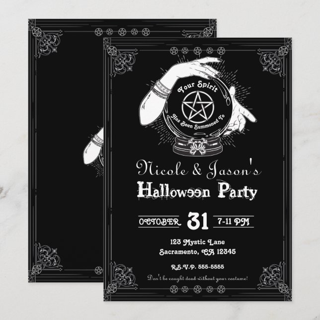 Invitation Mystic Fortune Teller Mystical Halloween Party (Devant / Derrière)