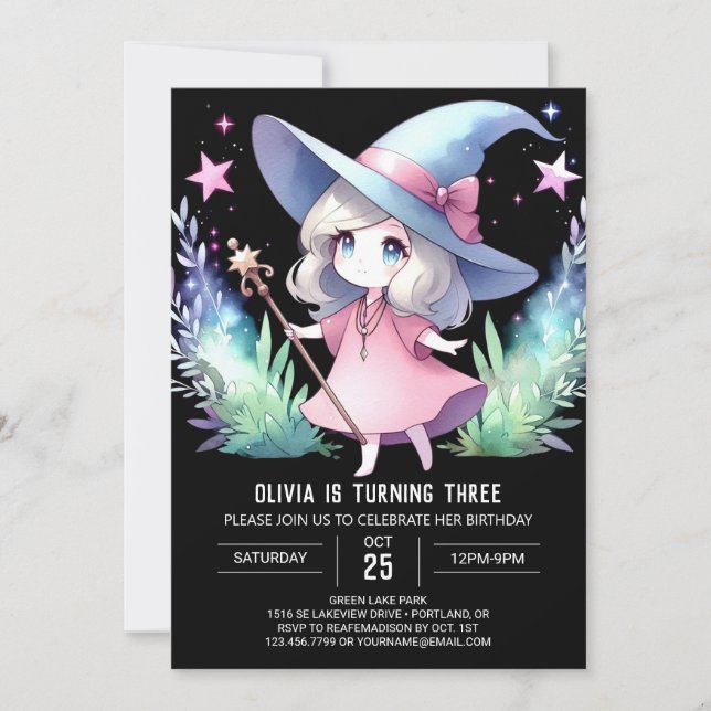 Invitation Mystic Little Wizard Anniversaire (Devant)
