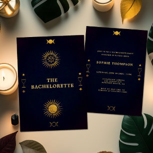 Invitation Mystic Tarot Fortune Navy Gold Bachelorte Party