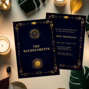 Invitation Mystic Tarot Fortune Navy Gold Bachelorte Party