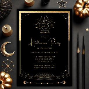Invitation Mystical Black Gold Tarot Halloween