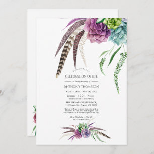 Invitation Mystical Boho Succulent Celebration of Life Photo