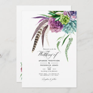 Invitation Mystical Boho Succulent Plante Photo Mariage