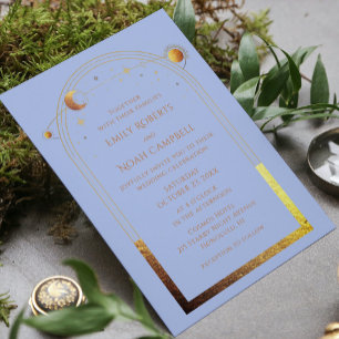 Invitation Mystical Chic Pastel Blue Star Moon Photo Space