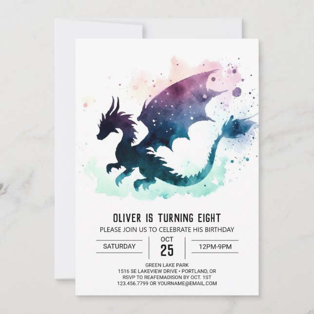 Invitation Mystical Dragon Birthday Personnalisable (Devant)
