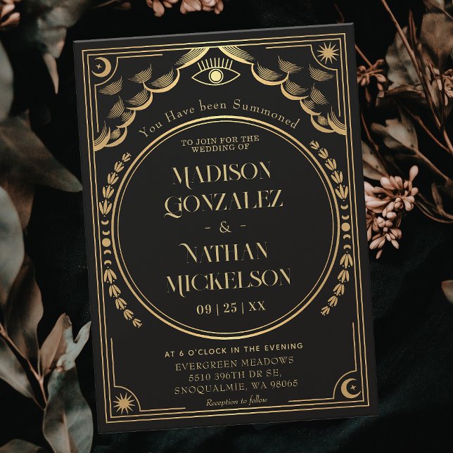 Invitation Mystical Elegant Gold Tarot Mariage gothique (Créateur téléchargé)
