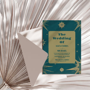 Invitation Mystical Green Gold Sun Moon Astronomie Espace mar