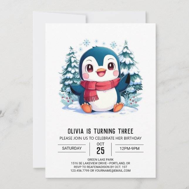 Invitation Mystical Pretty Penguin Digital Anniversaire (Devant)