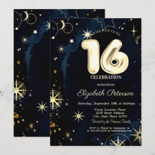Invitation Mystical Stars Sweet Gold 16