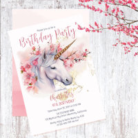 Mystical Unicorn Floral Girl 4e fête d'anniversair