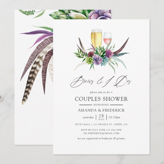 Invitation Mystique Boho Succulte Brise Avant Le I Dos (Devant / Derrière)