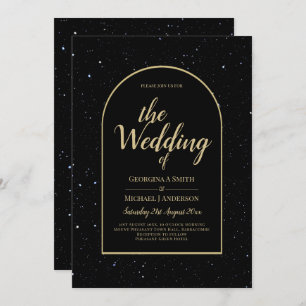 Invitation Mystique OR NOIR Mariage de nuit étoilé