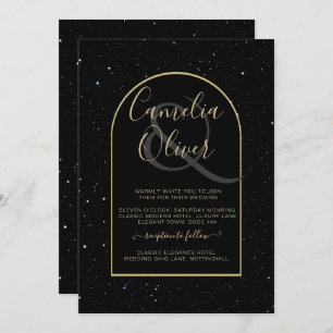 Invitation Mystique OR NOIR Mariage de nuit étoilé