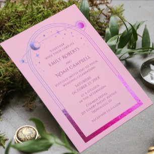 Invitation Mystique rose violet Sun Star Moon Astronomie Espa