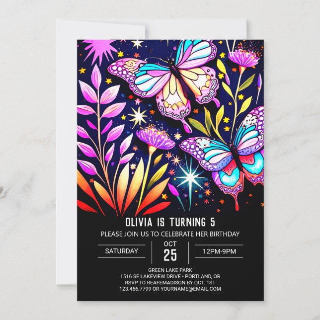 Invitation Mystique violet en ligne papillon Anniversaire (Devant)