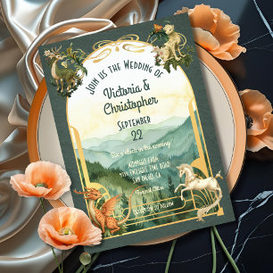 Invitation Mythique Animaux Forêt Créatures Dragon Mariage