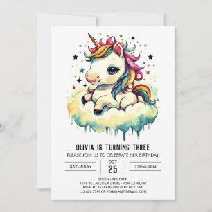 Invitation Mythique Bliss Unicorn Anniversaire