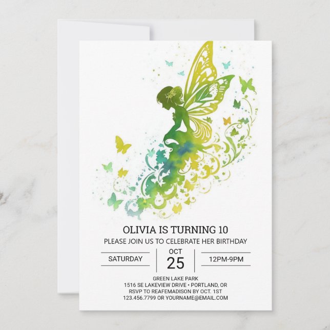 Invitation Mythique Cute Fairy Anniversaire (Devant)