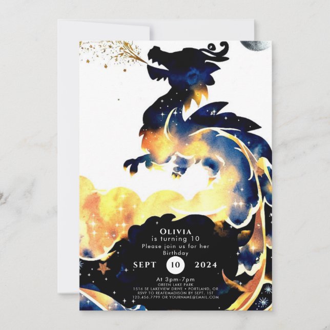 Invitation Mythique Dragon Fun Anniversaire (Devant)