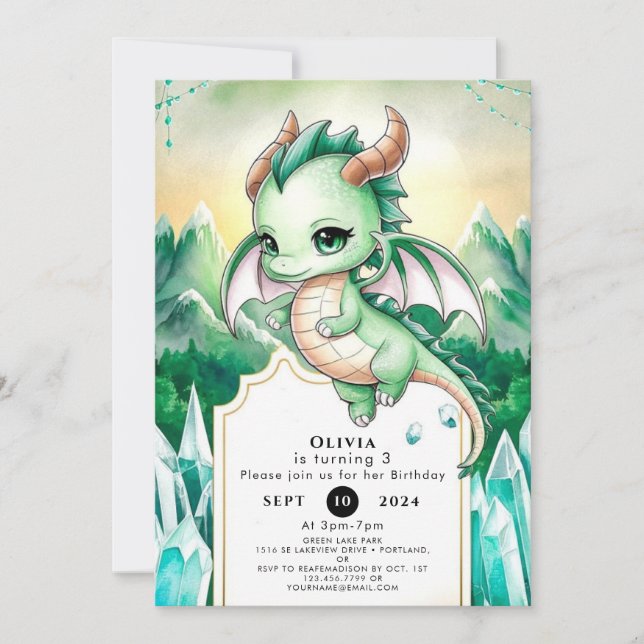 Invitation Mythique Enfants Dragon Anniversaire (Devant)