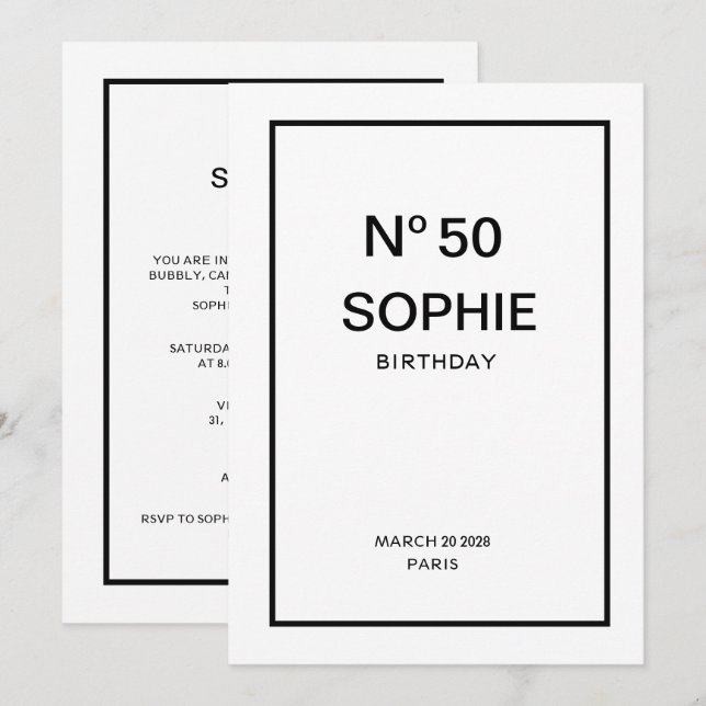 Invitation N°50 French Chic Soirée des 50 ans (Devant / Derrière)