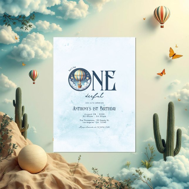 Invitation N’est-ce pas une fête de 1er anniversaire (Isn’t He ONEderful 1st Birthday Party Invitation)