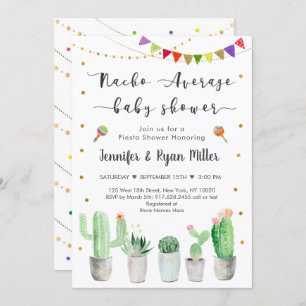 Invitation Nacho Baby shower moyen Gold Fiesta Cactus