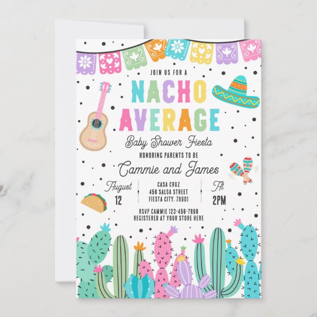 Invitation Nacho Baby shower moyen mexicain de la Fiesta (Devant)