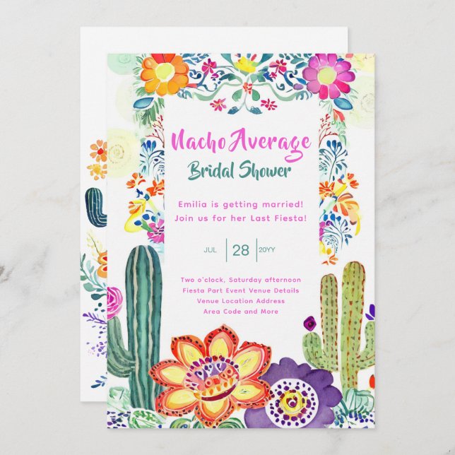 Invitation Nacho Fête des mariées moyenne Dernière Fiesta (Devant / Derrière)