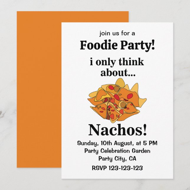 Invitation Nachos Food Je Ne Pense Qu'Aux Nachos (Devant / Derrière)