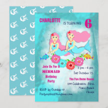 Nage Mermaids mignonne fille Anniversaire Invitati